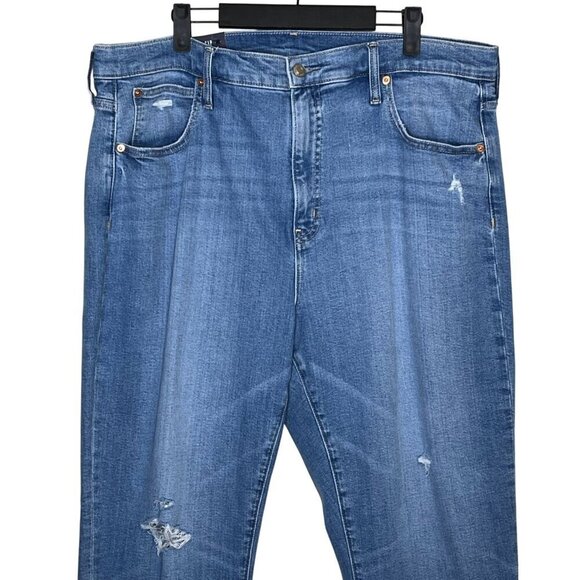 GAP High Rise Kick Fit Distressed Raw Hem Jeans Light Wash Size 35 NWT - Picture 6 of 11